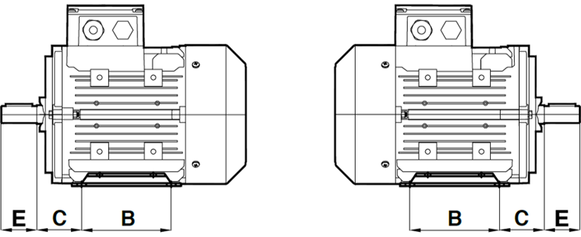 ELK 380 volt Trifaze IE2 Elektrik Motorları Gövde Büyüklükleri Tablosu