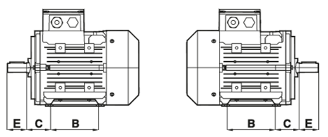 ELK 380 volt Trifaze IE3 Elektrik Motorları Gövde Büyüklükleri Tablosu